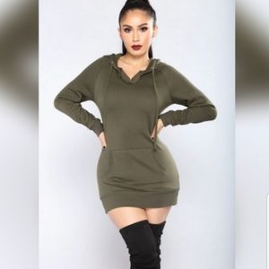Classic Hoodie Tunic Top - Olive
